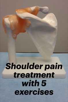 an image of a fake toothbrush holder with text overlay that reads shoulder pain treatment with 5 exercises