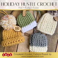 The holidays are here, for crocheters, it’s also the perfect time to add a handmade touch to the season. Whether you’re looking for stress-free projects to unwind or a unique way to elevate your gift-giving, last-minute crochet patterns are a lifesaver during the holiday hustle.  ​  ​#christmascrochet #freecrochetpatterns #quickcrochet Beanie Ornament, Bonnet Au Crochet, Crochet Market, Front Post Double Crochet, Bonnet Crochet, Crochet Ornaments, I Love This Yarn, Ornament Pattern, Thick Yarn