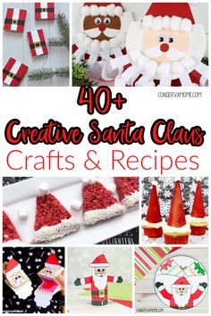 christmas crafts and activities for kids to do with santa clause hats, paper plates, candy cane