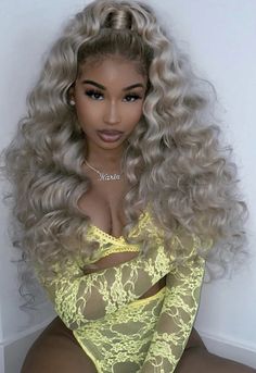 Malaysian Curly Hair, Hair Colorful, Blonde Hair Extensions, Grey Wig, Curly Human Hair Wig, Long Blonde, Long Blonde Hair, Baddie Hairstyles, Wigs For Black Women