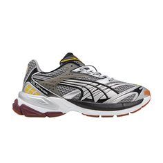 Find PUMA Velophasis 'phased Silver Burgundy Yellow on Editorialist. Velophasis 'Phased - Silver Burgundy Yellow' 2000s Style, Sneakers Puma, Black Puma, Create Something, Black Sneakers, Thick Heels, 2000s Fashion, Yellow Black, Say Hello