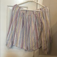 Very Cute. Never Worn Gap Tops For Spring Vacation, Spring Striped Gap Tops, Striped Spring Tops From Gap, Gap Long Sleeve Summer Blouse, Gap Summer Blouse For A Day Out, Summer Day Out Blouse By Gap, Gap Multicolor Summer Tops, Multicolor Summer Tops By Gap, Multicolor Gap Tops For Summer