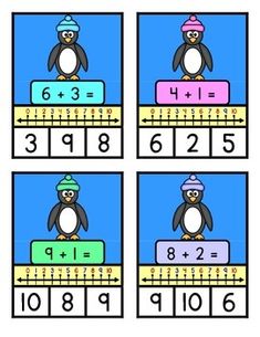 the penguin is on top of a ruler to learn how to use it for addition