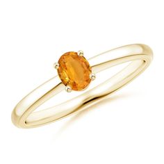 Secured on the sleek 14k yellow gold shank is an orange sapphire in a four-prong setting. The splendid oval gem steals the show all by itself. This classic and elegant solitaire ring is designed to enthrall. Sapphire Rings, Orange Sapphire, Orange Gold, Promise Ring, Solitaire Ring, 18k Rose Gold, Promise Rings, Prong Setting, Sapphire Ring