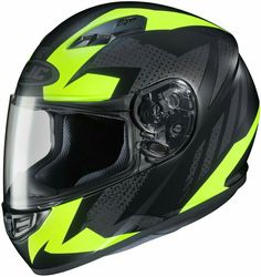 the helmet is black and yellow with a large, triangular design on the front side