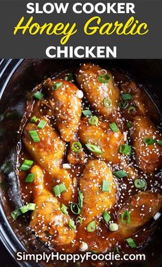 slow cooker honey garlic chicken in a crock pot