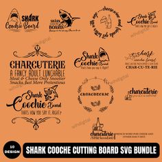 the shark cookie cutting board svg bundle is ready to be used on your project