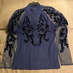 This Beautiful, New With Tags Sweater Is Made By I.N.C. International Concepts - Navy Blue With Navy Velvet Inlays. The Body Is 80% Rayon, 20% Nylon, 5% Spandex, Sleeves Are 100% Polyester. Machine Wash Cold Gentle Cycle. Size Xl. Blue Fitted Sweater For Fall, Blue Turtleneck Top For Spring, Spring Blue Turtleneck Top, Fitted Blue Sweater For Fall, Blue V-neck Winter Top, Blue V-neck Top For Winter, Blue Long Sleeve Tops For Winter, Blue Turtleneck Top For Fall, Fall Blue High Neck Tops