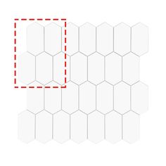 a red line is going through the center of a white hexagonal pattern that looks like it has been cut in half