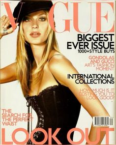 a magazine cover with a woman in a corset and hat on the cover