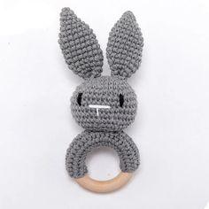 44044667093249 Rabbit Rattle, Bunny Rattle, Wooden Teether, Baby Toys Rattles, Crochet Rabbit, Rabbit Baby, Teething Ring, Bunny Designs, Baby Teethers