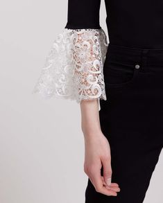 Anne Fontaine lana Black Cotton Shirt With White Embroidered Lace Details In Black/white, Size: 36 Lana Shirt, Spring Sneakers, Romantic Lace, Fall Coat, White Jersey, Women's Shirts, Jersey Shirt, Sleeve Detail, Embroidered Lace