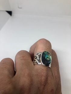 Lovely polished sterling silver set with a huge Abalone set in very detailed vintage filigree Size 7.5 We can size these with an additional $10- $20 fee for the jeweler All rings are shipped in a nice gift box. Check out our over a THOUSAND great reviews Engraving is $4 per letter and is not always perfect depending on the piece. It can take a few days if the jeweler is busy. This is payable to Paypal Judithsltd@gmail.com Sterling Silver Signet Ring With Intricate Design, Collectible Sterling Silver Ring With Intricate Design, Ornate Silver Engraved Oval Ring, Sterling Silver Ring With Intricate Design, Oval Sterling Silver Ring With Intricate Design, Ornate 925 Stamped Round Rings, Sterling Silver Filigree Rings Collectible, Adjustable Sterling Silver Oval Filigree Ring, Adjustable Oval Sterling Silver Filigree Ring