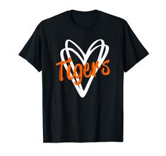 PRICES MAY VARY. If you have a school spirit for your Tigers team, this cute sports fan heart design is for you. A great gift for mom who has pride and loves watching her kids football, basketball, baseball or a school sport. The perfect gift for any girl whose pride is deep and loves playing for the Tigers sports team at school, college or university. Lightweight, Classic fit, Double-needle sleeve and bottom hem Football Kids, Mens Cotton T Shirts, Great Gifts For Mom, School Sports, School College, School Spirit, Cute Tshirts, School Shirts, Sports Fan