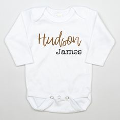 Cuddle Sleep Dream Personalize It! First + Middle Name Bodysuit Onesie With Name, Personalized Baby Onesie, Newborn Name Onesie, Name Onesie, Baby Boy Onesie Ideas Vinyl, Newborn Cricut Onesie, Newborn Shirt Ideas, Personalized Fitted Onesie For Birthday, Birthday Fitted Letter Print Bodysuit