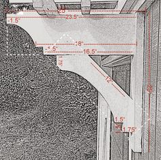 an image of a drawing of a building with measurements on the wall and below it