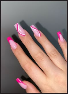 Subscribe and follow the news in the world of beautiful nails. Every day there is something new! Nails Inspiration Pink Short, Hot Pink Coffin Nail Ideas, Hot Pink Nail Inspo Acrylic, Hot Pink Nails Acrylic Design, Hot Pink Nail Ideas Acrylic, Pink Nails For Hoco, Hot Pink Homecoming Nails, Short Pink Acrylic Nails Design, Hot Pink Aesthetic Nails