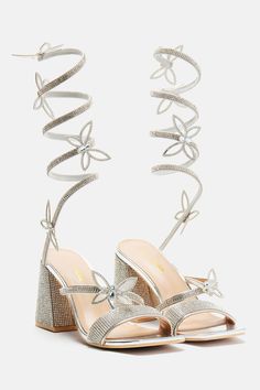 Silver Wrap Around Heels, 2 Inch Silver Heels, Wrap Around Heels, Matric Dance, Butterfly Applique, 3d Butterfly, Wrap Heels, 3d Butterflies, Silver Heels