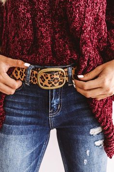 Finish off your OOTD the best way with the stunning "Camille" statement belt featuring a genuine cow leather leopard print band with a thick gold oval buckle! 
 
 Small-33 Inches
 Medium-36 Inches
 Large-39 Inches Trendy Belt Buckles For Fall, Trendy Gold Belt Buckles With Matching Belt, Trendy Gold Belt For Fall, Trendy Gold Belts For Fall, Trendy Fall Belt Buckles, Trendy Adjustable Belts For Fall, Leopard Belt, Statement Belt, Impressions Online Boutique