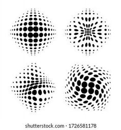 four black and white circles on a white background