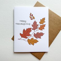 a happy thanksgiving card with leaves on it