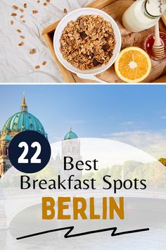 breakfast spots in berlin, germany with oranges and granola on the tray next to it