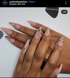 Design Esthetic, Picasso Nails, Almond Shaped Nails Designs, Long Almond Nails, Brown Acrylic Nails, Classy Acrylic, Finger Nail Art, Shaped Nails