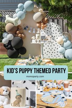 kids'puppy themed party with balloons and decorations