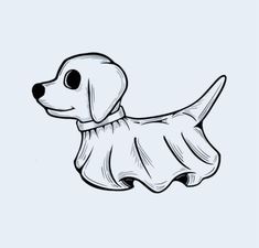 a drawing of a dog wearing a scarf