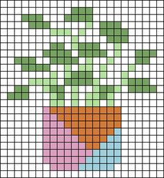 a cross stitch pattern with a flower pot