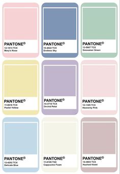 pantone's color chart with the names and colors for each type of paint