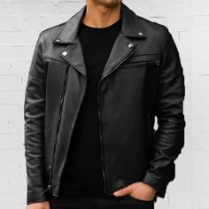 100% Leather Zipper closure Dry Clean Only Material : 100% Real Leather / Lambskin ► This leather jacket for men is made with REAL LAMBSKIN LEATHER, lined with Satin lining. ► This biker style leather motorcycle jacket men's is a modern fit jacket. For an accurate size, please refer to the size chart provided in the picture. Front: Zip Closure, Multiple Pockets with internal Satin lining are key features of men's leather jacket. Dry Clean Only  Occasions: Casual ,Daily Use, Going Out, Sports, Wo Moto Leather Jacket With Ykk Zipper, Leather Jacket For Biker Events With Ykk Zipper, Moto Biker Jacket With Ykk Zipper, Long Sleeve Biker Jacket With Ykk Zipper, Urban Leather Jacket With Ykk Zipper, Fall Biker Jacket With Ykk Zipper For Motorcycling, Long Sleeve Biker Jacket With Ykk Zipper For Motorcycling, Long Sleeve Biker Jacket With Zip Fly, Urban Leather Jacket For Biker Events