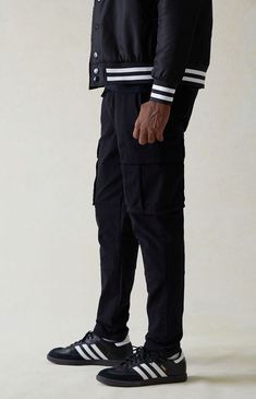 Bring any casual 'fit together with the new Stretch Canvas Black Slim Cargo Pants from PacSun. This go-to pair is designed with an elastic stretch waistline, adjustable drawstrings, side pockets, cargo pockets, and a standard fit. Slim Cargo Pants, Cargo Pants Outfit Men, Pants Outfit Men, Cargo Pants Outfit, Casual Fit, Casual Fits, Pacsun, Cargo Pants, Stretch Canvas