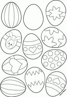 an easter egg coloring page with eggs and other things to color on the inside of it