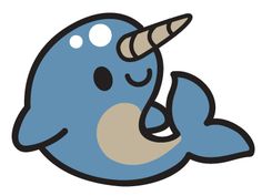 a cartoon narwhale with a unicorn horn on its head and eyes closed