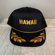 Black Embroidered Hawaii Snap Back Hawaiian Headwear Truckers Hat Nwot Looks As Never Worn.(See Photos) Adjustable Snap Back One Size Fits Most. Listing Is For The Actual Hat Seen In Photos. Please Use Photos As Part Of Description A Condition If You Have Any Questions, Please Contact Me And We Will Answer As Quickly And Accurately As Possible. (Hat 3 ***) Vacation Black Baseball Cap, Black Embroidered Snapback Trucker Hat, Black Embroidered Logo Trucker Hat For Summer, Black Trucker Hat For Vacation, Black Hats With Letter Embroidery For Streetwear, Black Hat With Letter Embroidery For Streetwear, Adjustable Embroidered Black Trucker Hat, Adjustable Black Embroidered Trucker Hat, Black Embroidered Trucker Cap