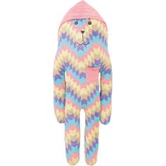 a teddy bear with a pink hoodie on it's head and eyes are shown