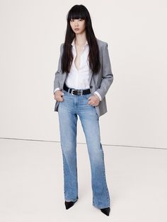 The Relaxed Flare Jean | Banana Republic Classic High Rise Wide Leg Pants, Modern Flare Jeans For Workwear With Belt Loops, Classic Cotton Flare Jeans, Elegant Flare Jeans With Five Pockets For Spring, Elegant Wide-leg Flare Jeans For Spring, Modern Wide-leg Flare Jeans For Work, Classic Wide-leg Spring Jeans, Classic Wide-leg Jeans For Spring, Chic Flare Jeans With Belt Loops For Fall