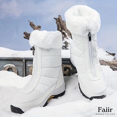 Fashion Forward Snow Boots for Women with Lining Snow Boots For Women, Winter Heels, Winter Shoes For Women, Faux Leather Boots, Casual Heels