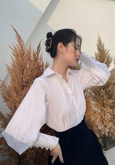 Puffy Shirts Women, Puffy Shirt, Neck Bones, Linen Crop Top, Linen Crops, Shirts Women, Womens Blouses, Shirt For Women, Peter Pan Collar