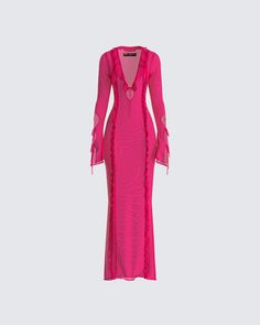 Florence Magenta Mesh Maxi Dress – FINESSE Elegant Pink Mesh Evening Dress, Pink Ruffled Maxi Dress For Gala, Elegant Pink Mesh Dress For Party, Pink Sheer Dress For Gala, Sheer Pink Gala Dress, Elegant Pink Party Mesh Dress, Pink Sheer Elegant Maxi Dress, Pink V-neck Maxi Dress For Gala, Pink Sheer Maxi Length Dress