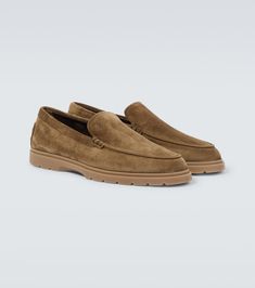 Find TOD'S Suede Loafers on Editorialist. Upper: leather. Lining: leather. Sole: rubber insole and sole. Toe shape: almond toe. Made in Italy. Includes: shoe box, dust bags. Designer color name: Castoro Chiaro. Suede Loafers, Shoe Box, Color Names, Dust Bag, Color Design, Loafers, Luxury Fashion, Leather