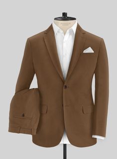 It's time to spice things up with our Italian Hickory Brown Cotton Stretch Suit. Meticulously crafted from a premium blend of cotton and lycra, this suit elevates your suiting game with the latest and most astonishing style, creating a sleek and streamlined silhouette. Moreover, the rich and solid texture of the fabric Single Button Cotton Business Suit, Cotton Suits For Business Casual, Cotton Single Button Business Suits, Fitted Brown Workwear Set, Fitted Brown Set For Workwear, Fitted Brown Sets For Workwear, Elegant Fitted Cotton Suits, Classic Cotton Suit With Notch Lapel, Cotton Business Suits With Suit Collar