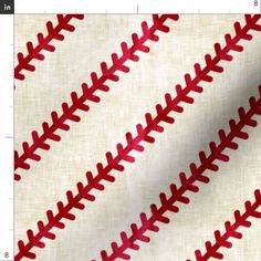 a baseball stitching pattern is shown on a white fabric with red stitches and lines