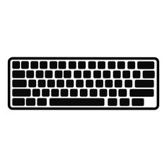 a black and white image of a keyboard with squares on the key board, isolated against a white background