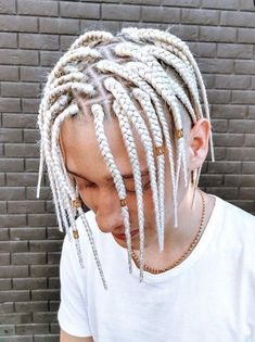 35 Cute Braid Hairstyles for Men – Svelte Magazine Platinum Dreads, White Boy Braids, Different Loc Styles, Braids For Guys, Braid Hairstyles For Men, Cute Braid Hairstyles, Braid In Hair