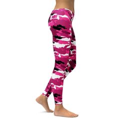 Gearbunch Camo is not made to blend in!Stand out in the Gearbunch Pink Camo Leggings a colorful and vibrant design in bright pink, black, white and hot pink.Get yourself a pair of these super soft, flattering leggings to experience true comfort and style. These versatile leggings will look stunning with all kinds of outfits—be it active or streetwear!Be Happy, Be Bright Be you with Gearbunch Flattering Leggings, 100 Squats, Camo Designs, Camo Leggings, Plus Size Leggings, Pink Camo, Soft Leggings, Squat Proof, Yoga Shorts