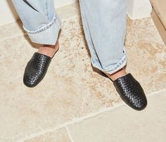 PHOEBE WOVEN MULE | FREDA SALVADOR Leather Slip Ons