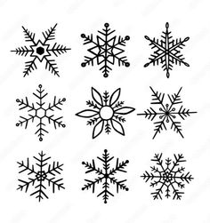 snowflakes are shown in black and white