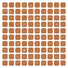 an orange square icon set with various symbols